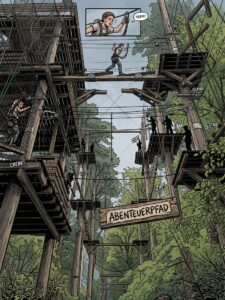 Abenteuerpfad in einem Kletterpark (Comic-Style)